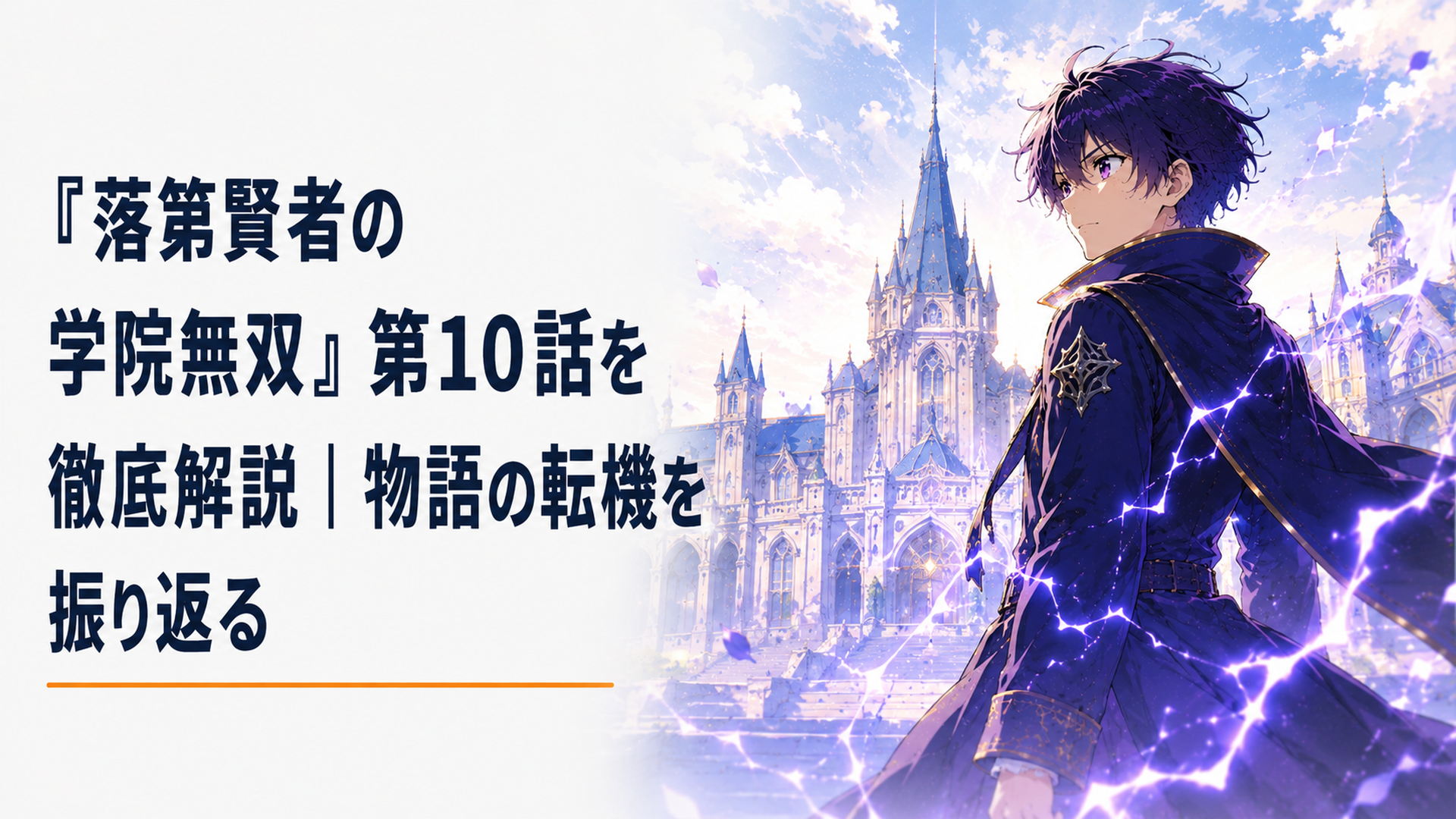 雷神皇エフタルとアルテナ魔法学院を背景にまだ明かされていない第10話の到来を象徴する場面